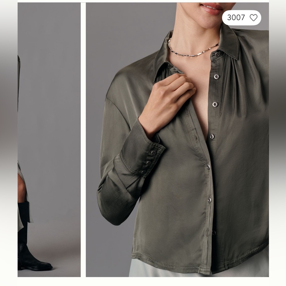 Pilcro Olive Button-Down Shirt